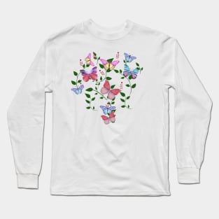 Sweet, colorful butterflies on a blue background. Great for home decor or clothing. Long Sleeve T-Shirt